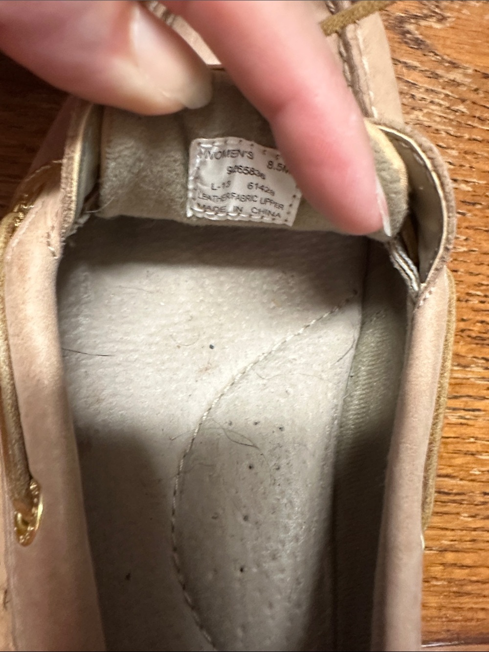 Sperry Taupe and Gold Leather Boat Loafers - Picture 6 of 7